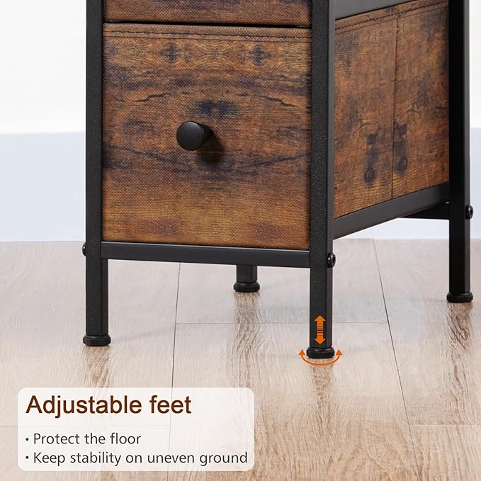 Narrow End Tables Living Room Set of 2 with Charging Station, Skinny Side Tab...