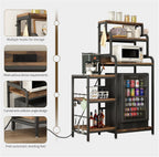 7-Tier Kitchen Storage Rack, Mini Fridge and Microwave Stand with AC/USB Outlets, Metal Frame, Walnut Brown MDF Shelves, Utility Cabinet for Kitchen, Living Room, Dorm