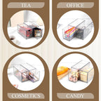 4 Pack Tea Bag Organizer Plastic Stackable Clear Storage Drawers Acrylic Tea Bag Holder Containers for Drawer, Pantry, Kitchen, Cabinet, Counter