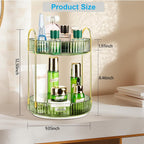 360 Rotating Makeup Organizer, 2 Tier Lazy Susan Bathroom Counter Organizer, Skincare Organizers, Spinning Perfume Organizer & Vanity Organizer Countertop (Gem Green, 2 Tier)