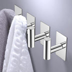 VAEHOLD Wall Towel Hooks, Heavy Duty Sticky Holder Waterproof Towel Hooks for Hanging Coat, Clothes, Closet Hook Wall Mount for Kitchen (Chrome, 4 Pack)