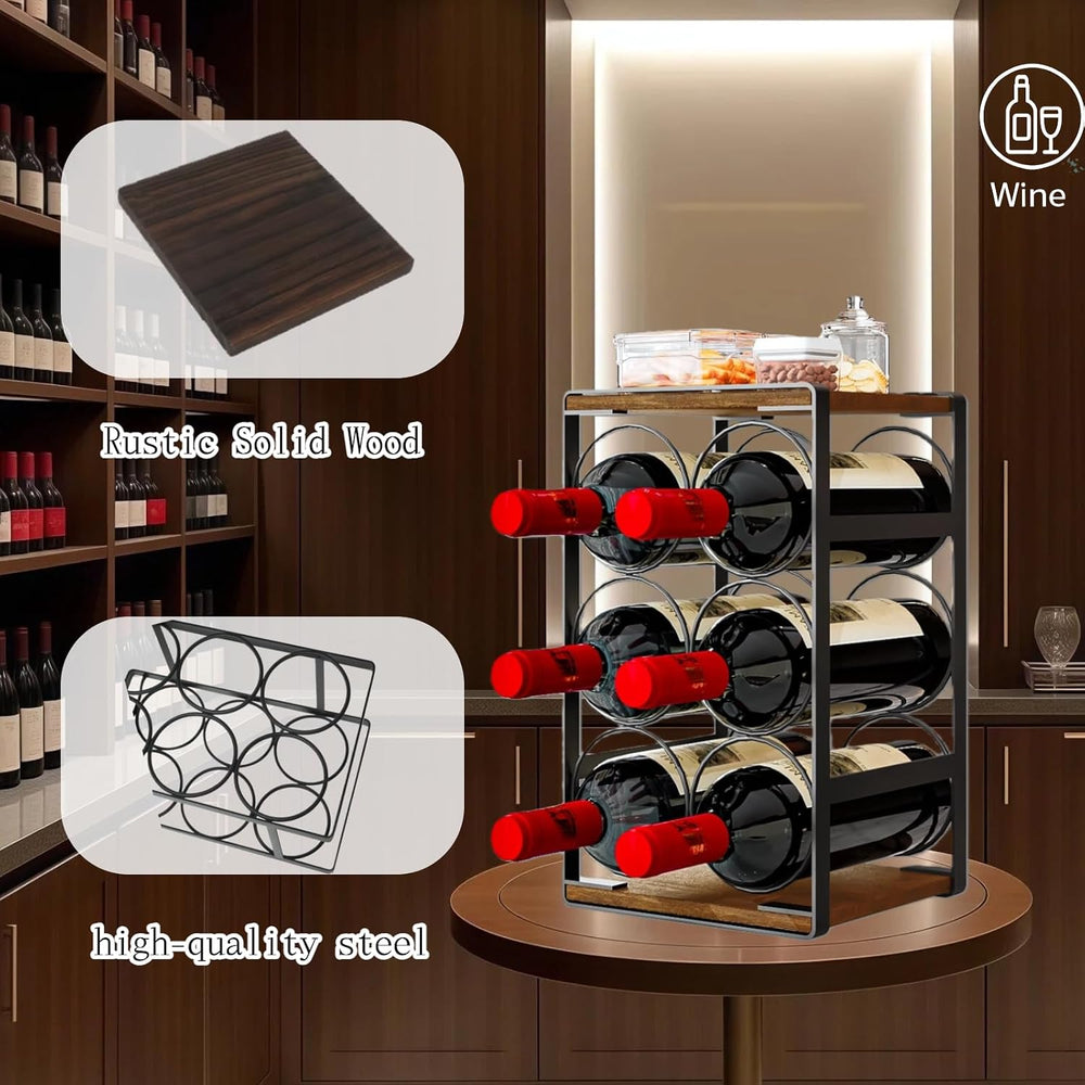 Wine Rack Countertop 6 Bottle Small Wine Racks for Inside Cabinet | Compact D...