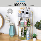 360 Rotating Makeup Organizer - Large Capacity Spinning Perfume & Cosmetic Skincare Holder for Countertop (Pearl White, 3 Tier)