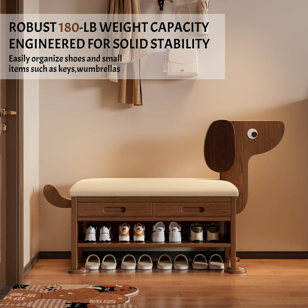 Wooden Shoe Storage Bench Cabinet Rack for Entryway Closet, with Upholstered ...