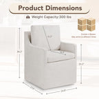 Upholstered Dining Chairs Set of 4, Modern Dining Room Chairs with Casters & Washable Cover, Rolling Accent Chair with Hidden Storage for Kitchen, Farmhouse, Living Room, Linen Fabric, 4 Box