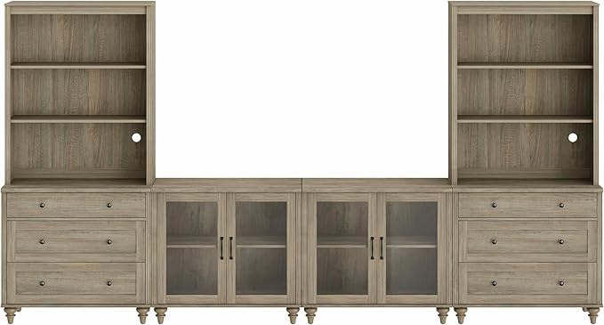 WAMPAT Entertainment Center with Bookshelves for TVs up to 75", Farmhous...