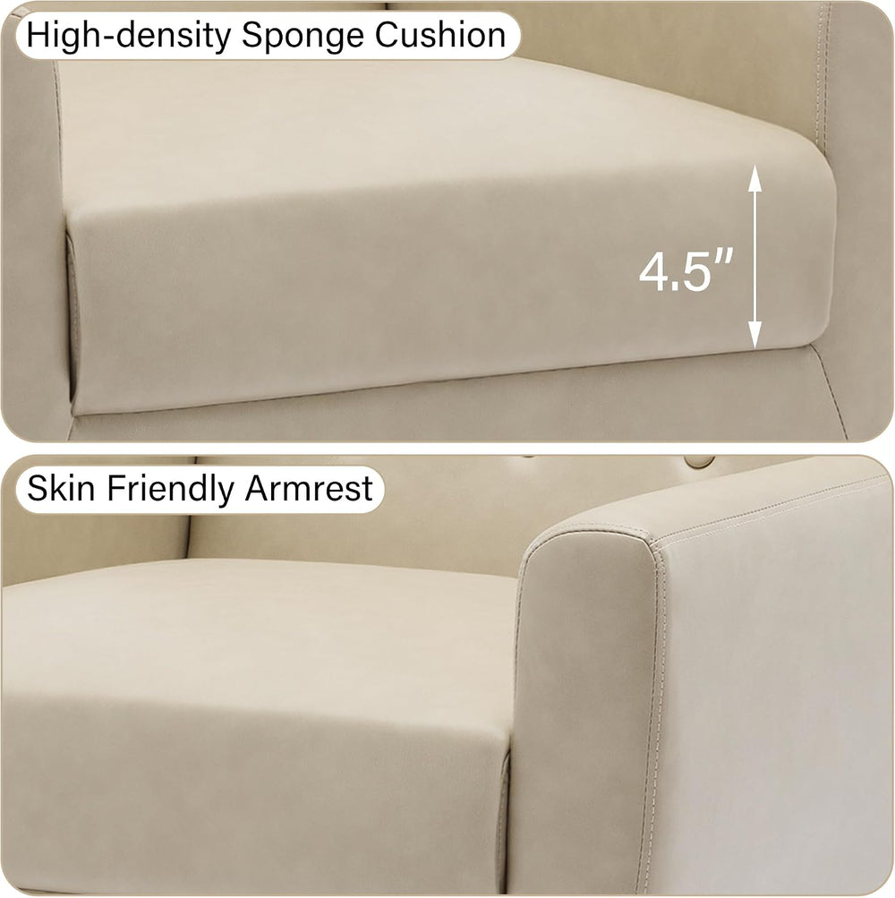 Accent Chair Set of 1, Mid-Century Modern PU Leather Chairs with Arms for Liv...
