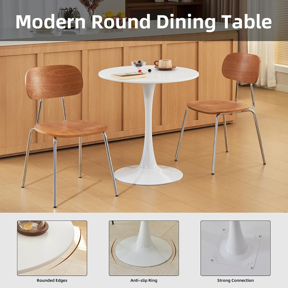 Round Dining Table, 27.6" Circle Tulip Table with Thickened Tabletop &am...