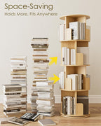 Masupu Rotating Bookshelf, Tall 4 Tier Rotating Spinning Bookshelf Tower, 360 Spinning Floor Standing Bookcase Storage Rack, Conner Rotating Book Shelf for Kids Rooms, Bedroom, Living Room
