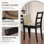 NAFORT Wooden Dining Chairs Set of 6, Black Kitchen Chairs with Solid Rubber Wood Legs, Non-Slip Foot Pads, Max Load of 400 Lbs, Farmhouse Seat Ladder Back Dining Room Chairs