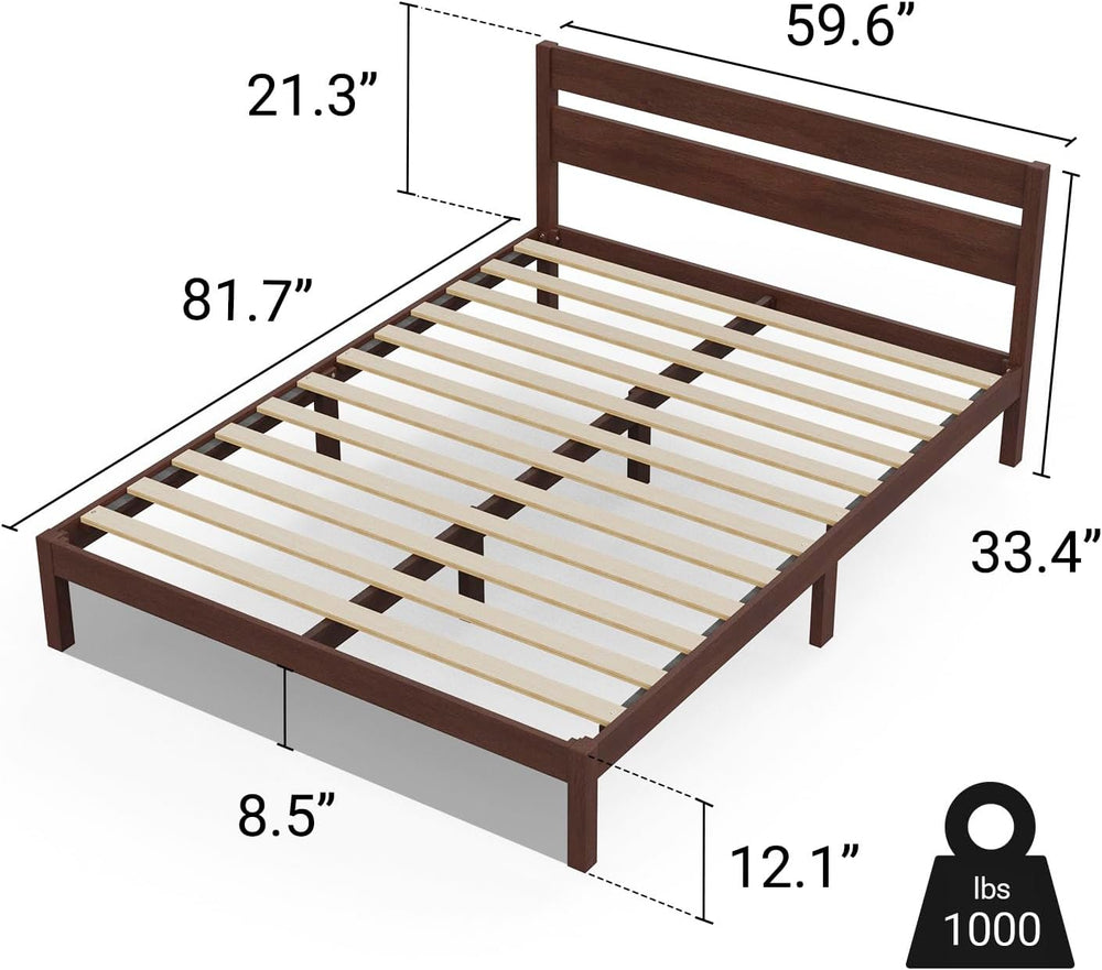 LIFEMENT Classic Wood Platform Bed Frame with Headboard, Essential, Noise Fre...