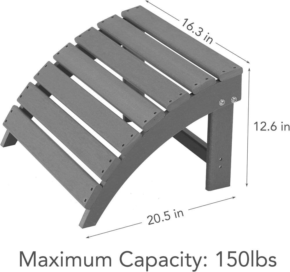 Sundale Outdoor Folding Plastic Adirondack Ottoman, All-Weather Adirondack Ch...