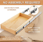 Menkxi 2 Set Pull out Tray Cabinet Organizer Wooden Pull Drawers storage Slide out Pantry Shelf for Base Cabinet Kitchen Gentle Close Fully Assembled Accessories(Wood Color,12'' X 21'' X 3")