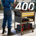 5 -Tier Heavy Duty Rolling Tool Cart on Wheels with 2 Lockable Drawers, Pegboard & Locking Wheels, 400Lbs Capacity Mobile Garage Storage Organizer for Mechanics, Workshop