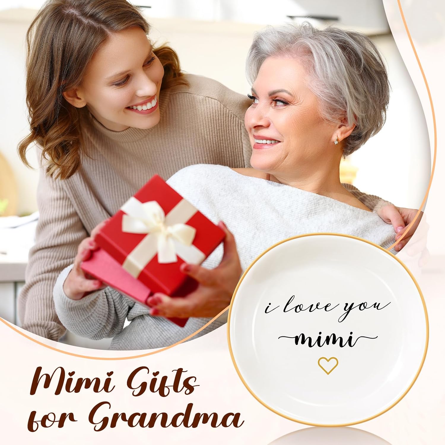PUDDING CABIN Mimi Gifts: I Love You Ring Dish for Mimi Birthday, Mothers Day, Christmas & Wedding