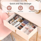 6 PCS Desk Drawer Organizer, Bathroom Drawer Organizer Trays with Dividers Adjustable, Makeup Organizer Bins for Vanity Clothes Junk Kitchen Utensil