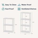 IRIS USA Plastic Storage Shelves |Made in USA| 48"H x 24"W x 12"D - White | Light Duty Rack Organizer, 200lb Total Capacity, 50lb Per Shelf, Shelving Unit for Bathroom, Laundry, Home & Pantry
