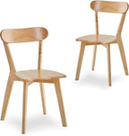 Wood Louis Dining Chairs Set of 2 100% Natural Solid Wood Home Kitchen Modern Kitchen Wood Chairs with Curved Backrest