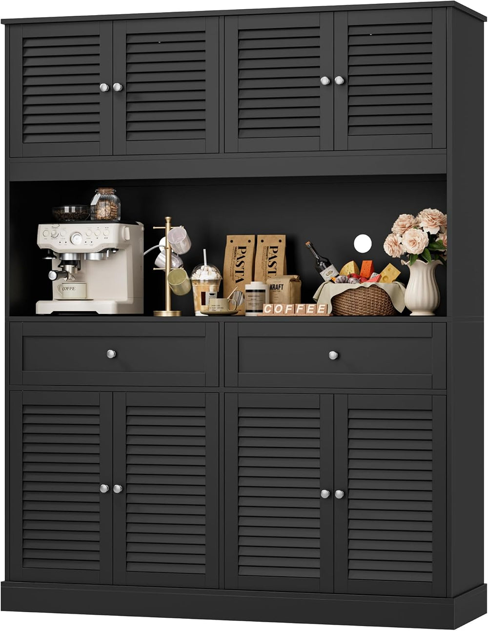 HIFIT 71“HX55“W Kitchen Hutch, Farmhouse Pantry Cabinet for Food Storage | La...