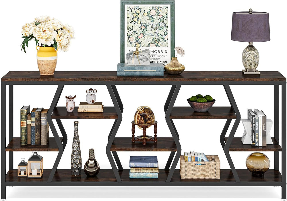 Tribesigns 70.9" Sofa Console Table with Storage Shelves (Rustic Brown) ...