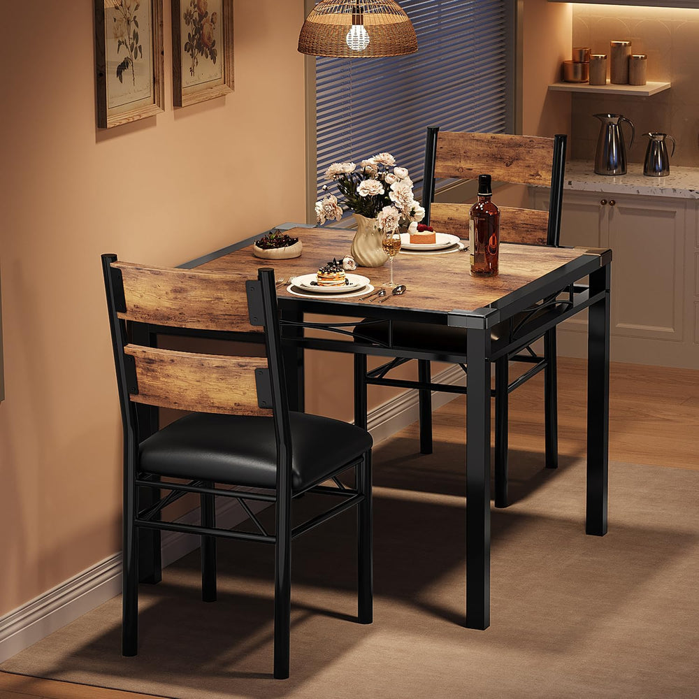 IDEALHOUSE Dining Table Set for 2, Dining Table with 2 Upholstered Chairs, Bi...