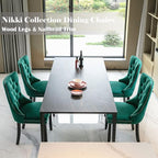 Green Velvet Dining Chairs Set of 2, Upholstered Dining Room Chairs with Back Ring Pull Trim and Solid Wood Legs, Tufted Wingback Kitchen Chairs for Dining Room,Living Room,Kitchen(Green)