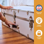 Rhino Trundle Storage Trunk, Under Bed Dorm Footlocker | 44"L x 20"W x 12"H, 42 lb Item Weight, Steel, Durable, Removable, College Dorm, Home Storage, Dorm Room, Hope Chest