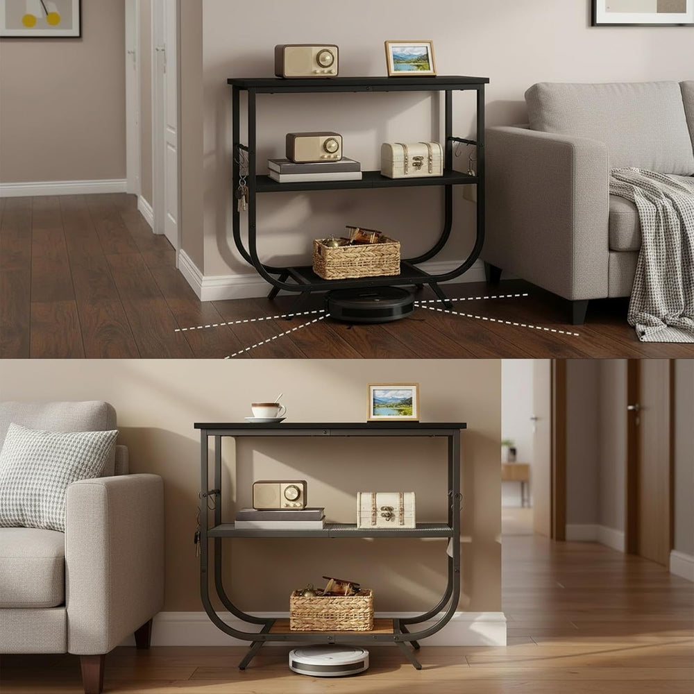 HOOBRO 3 Tier Small Console Table, 31.5" Entryway Table with Storage She...