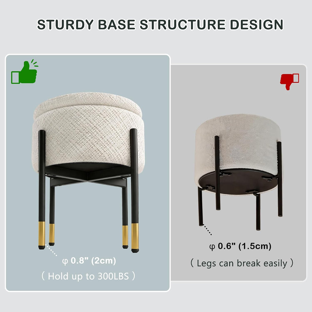 CAROLMADE Round Ottoman with Storage, Velvet Makeup Vanity Stool, Small Ottom...