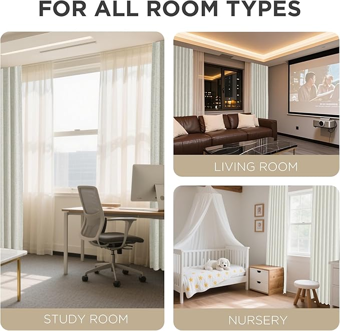 Joydeco Blackout Curtains for Bedroom - 100% Light Blocking 2 Panels Light Beige Drapes 100"W x 90"L, Thermal Insulated Room Darkening Curtains, Linen Textured for Living Room, Rod Pocket & Back Tabs