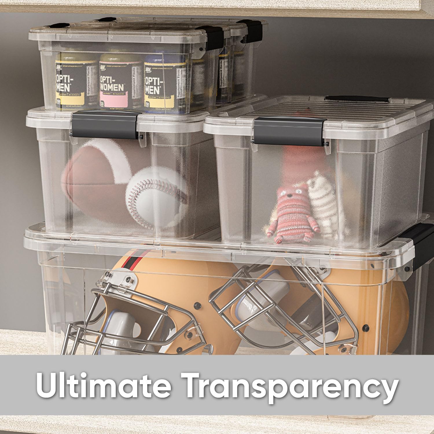 Superio Storage Bins with Lids- 6 Pack, 4.75 Qt Clear Boxes for Organizing, Stackable Plastic Containers- BPA Free, Non-Toxic, Odor Free, Organizer for Home, Office, Dorm