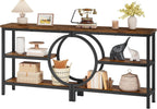 Hoctieon Console Table Set of 2, 3-Tier Industrial Entryway Table with Storage, Hallway Tables, Narrow Entrance Sofa Tables,Accent Tables with Shelves for Living Room, Foyer, Rustic Brown