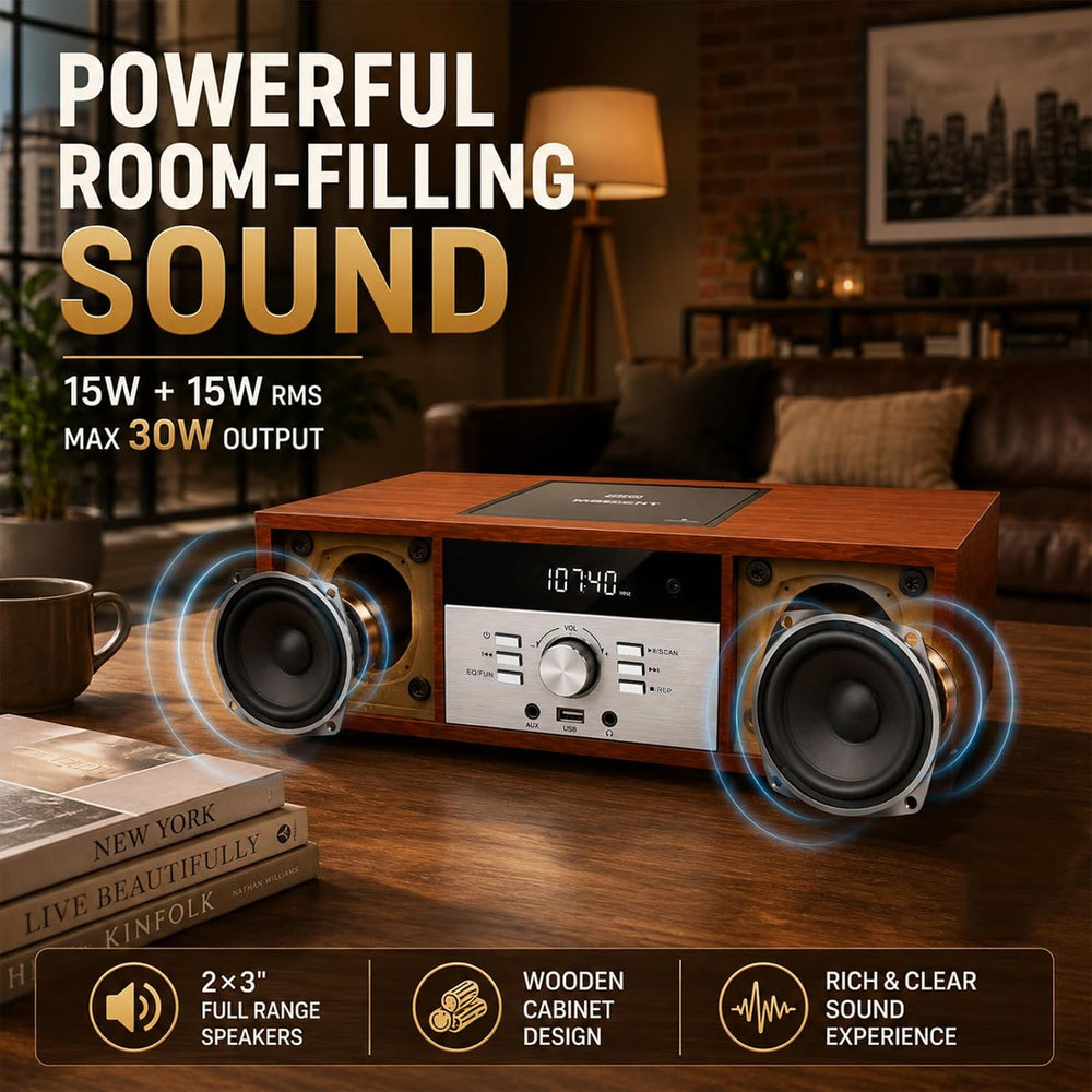 Nostalgic Bluetooth Stereo System for Home, WISCENT Vintage Micro HiFi System...