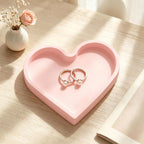 Heart Shape Silicone Jewelry Tray, Ring Dish, Small Key Bowl, Cute Trinket Tray for Necklace Earrings Bracelet Watch, Home Decor Gift for Mom Sister Daughter Friend Girlfriend, Pink