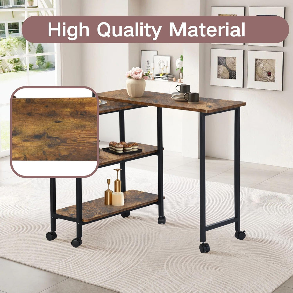 Homy Casa 360° Rotating Sofa Side Table with 2-Tier Storage Shelves - Mobile ...