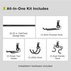 Rubbermaid FastTrack Garage Storage System Tool Hanging Kit, Wall Mount Holder for Garden Lawn Tools/Garage/Home Organization