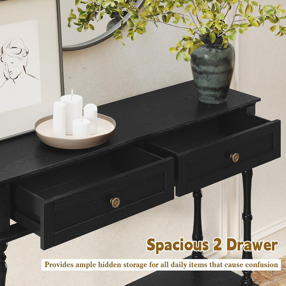 ARTPOWER Console Table for Entryway with 2 Drawers, 10 mins Assembly, Black |...