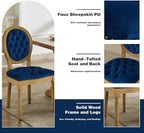 French Country Dining Chairs Set of 4, Blue Kitchen & Dining Room Chairs, Velvet Kitchen Chairs, Tufted Upholstered, Wood Legs, Sillas De Comedor (Velvet, Blue, 4 Pcs)