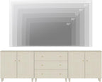 WAMPAT TV Stand Cabinets for 100+ Inches TVs, 3-in-1 Wood Media Console Table with Doors and Drawers, Modern Highboy Entertainment Center with Storage for Living Room Bedroom, Beige Linen