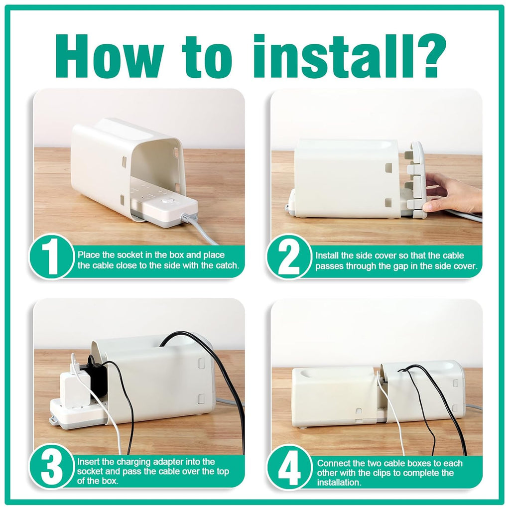 Improved Power Strip Cover Box(1 Pack) 丨Outlet Covers Baby Proofing丨Baby Safety Products丨Adjustable Length Childproof Outlet Cover丨Preventing Toddlers from Touching Sockets丨Fits Most Sockets., White