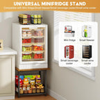 Mini Fridge Stand with Storage, End Table with 2-Tire Storage Shelf,Small Refrigerator Stand-Max Load 300 LBS Heavy Microwave Printer Stand Utility Cart for Dorm, Apartment, Kitchen, Office (Brown)