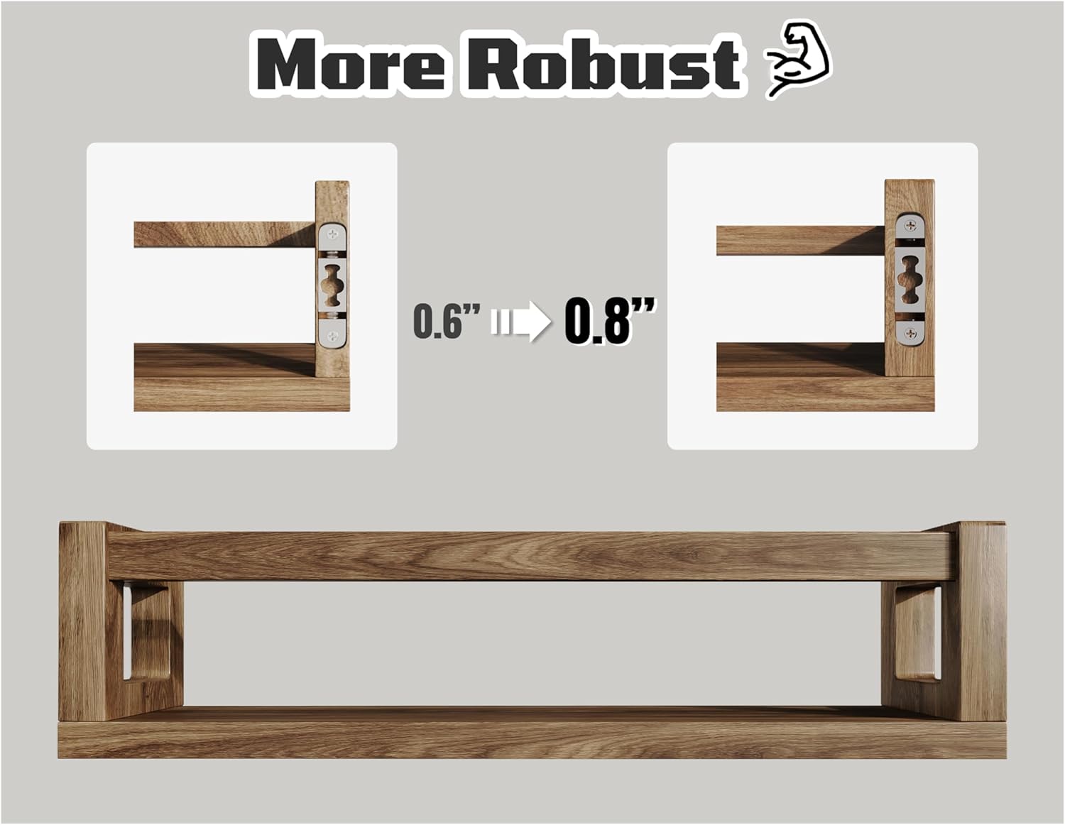 Upgraded Thick Floating Shelves - Multi-Use Wall-Mounted Bookshelves for Kids and Nursery, Ideal for Books, Toys, Spice Rack, Decor - Drak Walnut Brown