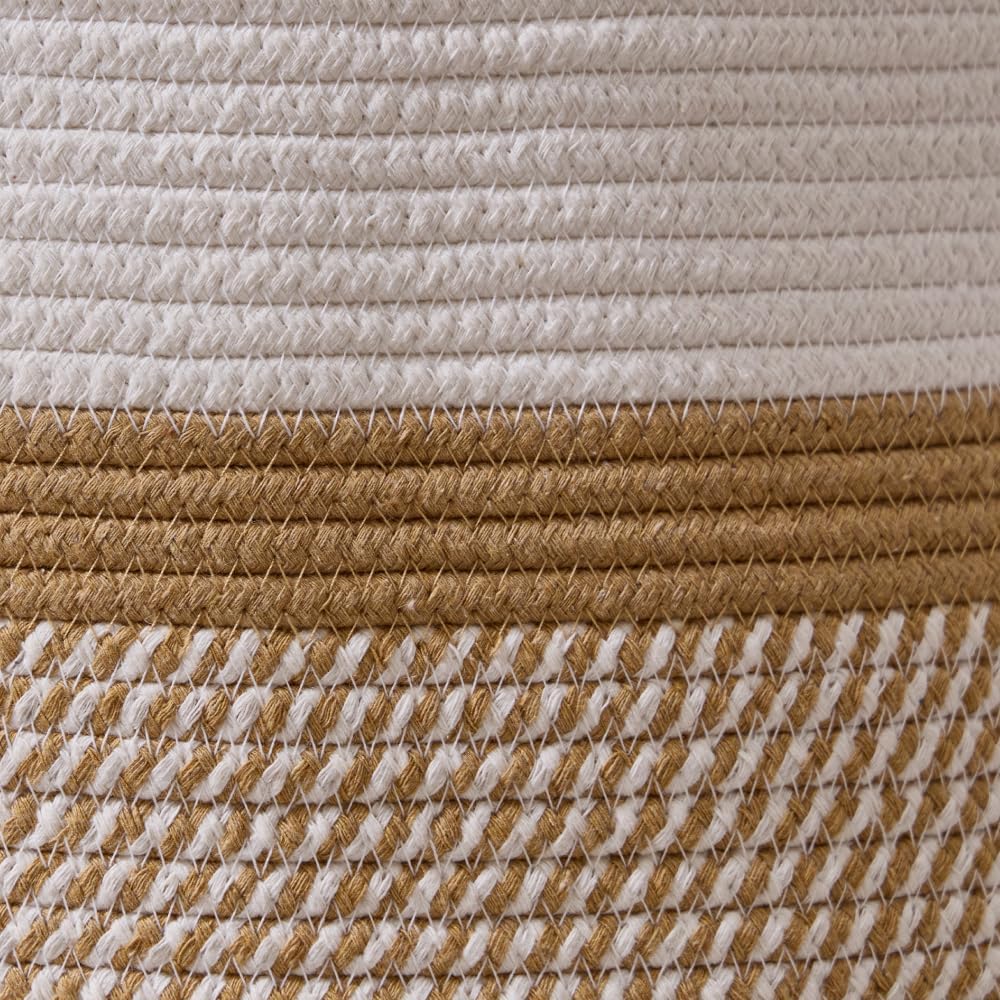 Luxury Little Extra Large Nursery Storage Basket, 20 x 20 x 13.8 inches - 100% Cotton Rope Baskets with Handles, Blanket Basket for Toys, Blankets & Pillows (Gradient Brown)