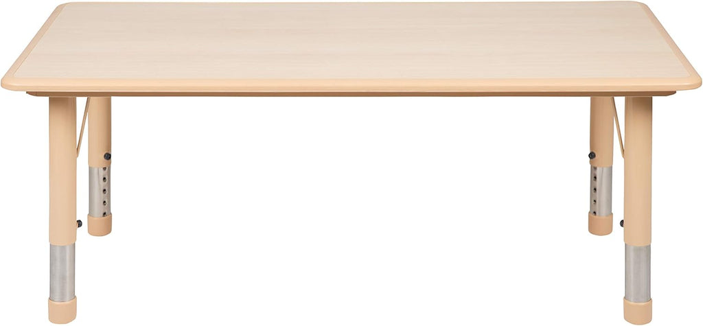 Flash Furniture Wren Adjustable Classroom Activity Table for School and Home, Plastic Activity Table for Kids, 23.625" W x 47.25" L, Natural