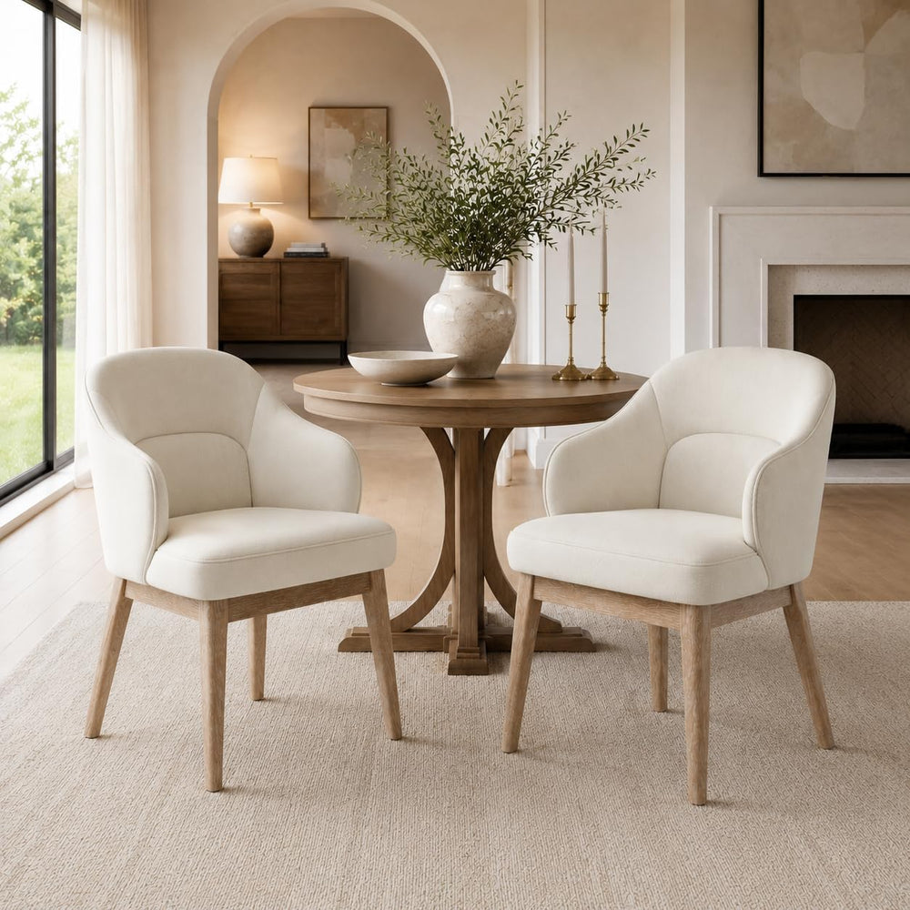 MALOL Dining Chairs Set of 2 with Lumbar Support,Fabric Upholstered Kitchen C...