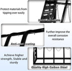 Steel Vertical Long Parts Storage Rack, Lumber Storage Rack 1500 LBS Capacity, Heavy Duty Standing Bar Rack with Safety Chain for Garage Workshop Factory, 4 Bays, Black,