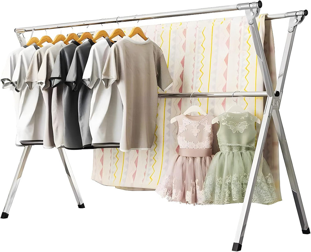 URYAN 95 Inches Clothes Drying Rack, Heavy Duty Stainless Steel Laundry Dryin...