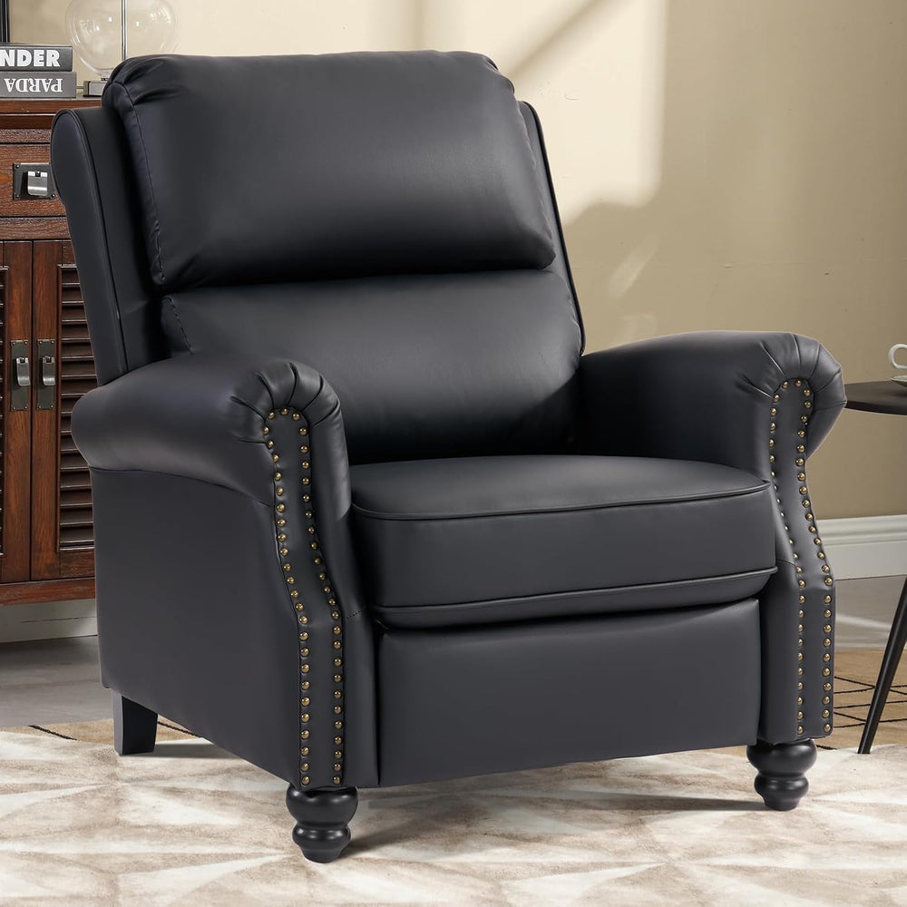 IOMOR Push Back Recliner Chair, Set of 2 PU Leather Lounge Armchair Home Thea...