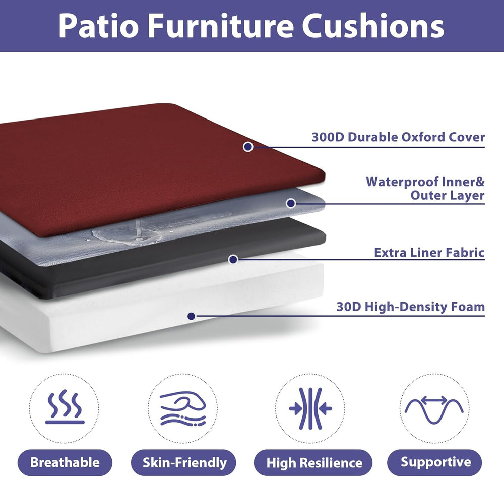 IPYNBAP Outdoor Chair Cushions Set of 4 -Waterproof Outdoor Seat Cushions for...