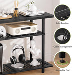 Bamboo TV Stand, Small TV Stands for up to 32 Inch, 3-Tier Entertainment Center TV Shelf with Storage, Sturdy Corner TV Stand for Bedroom, Black, 31.5 x 24.2 x 11.8 inches